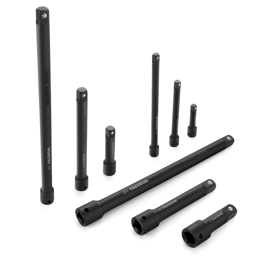 WORKPRO 9PC Impact Socket Driver Extension Bar 1/4" 3/8" 1/2" Drive Extension
