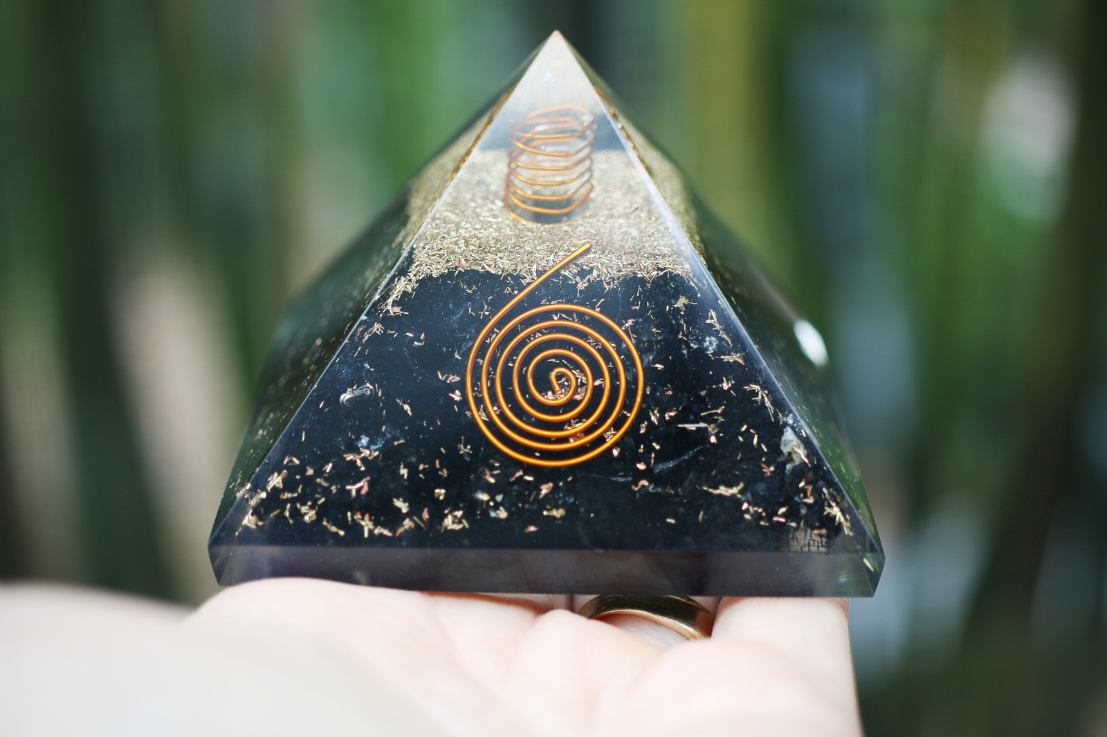 Natural Black Tourmaline Orgone Pyramid 3in LG 75mm EMF & 5G Orgone Protection