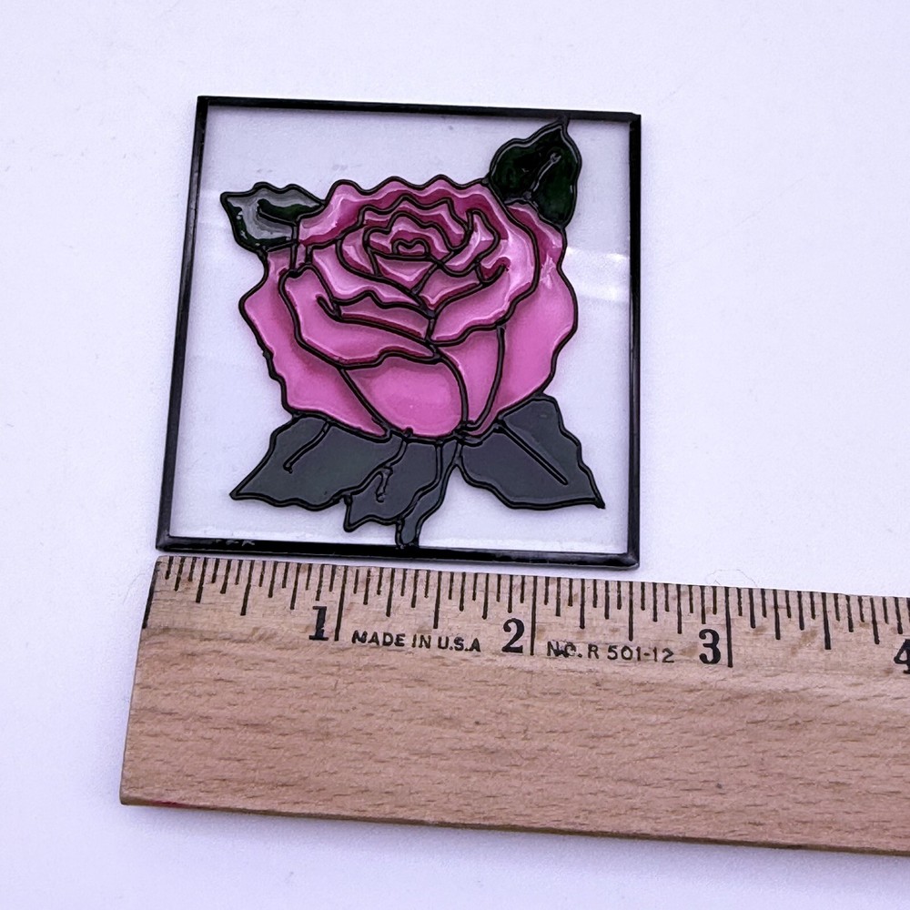 Handmade Stained Glass Rose Panel Minature