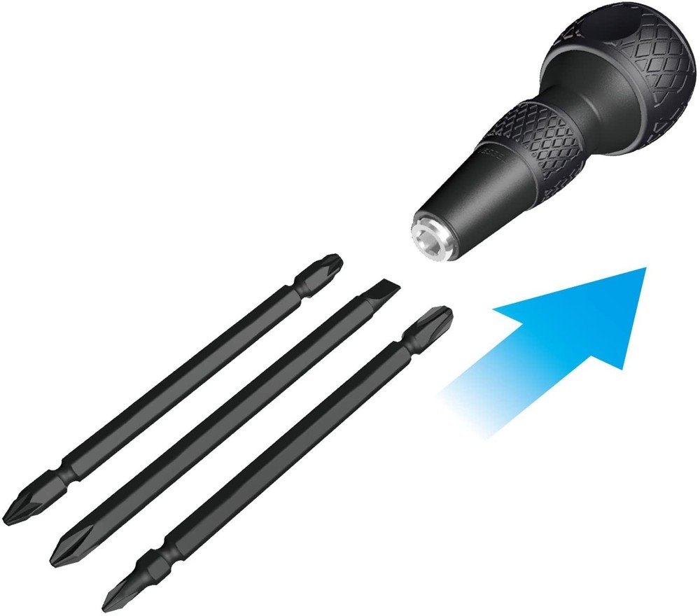 VESSEL BALL GRIP 1/4" Hex. Bit Interchangeable Screwdriver Bit 3PC. +1 +3 / +...
