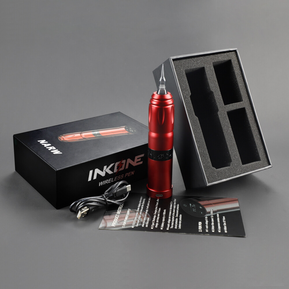 Pro Wireless Tattoo Machine Pen Powerful Coreless Motor with 2 Wireless Battery
