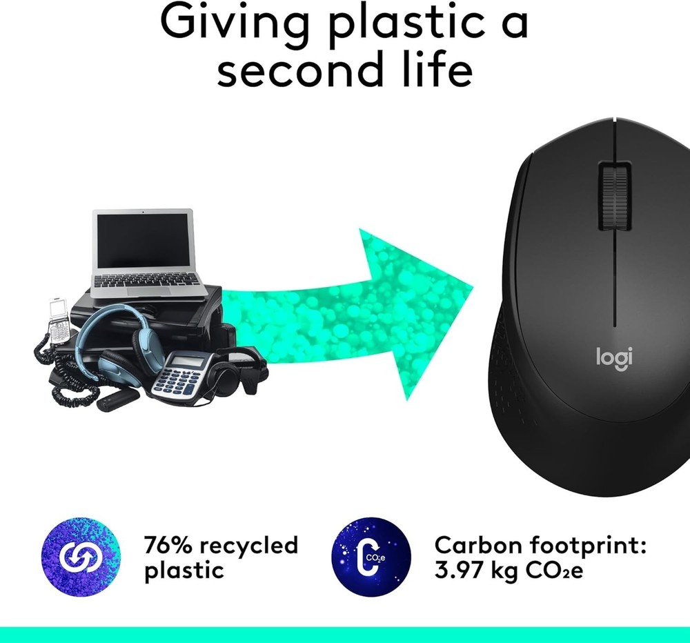 M330 Silent Wireless Mouse, 2.4GHz with USB Receiver, Optical Tracking, Quiet...
