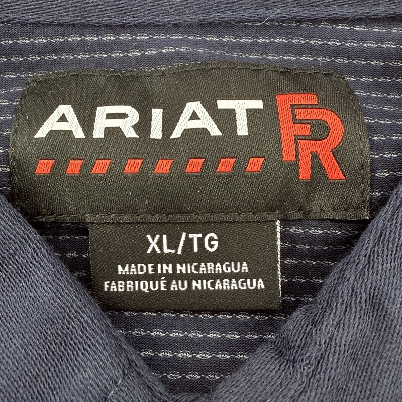 Ariat Work FR Solid Venttek LS Work Shirt Men's XL Navy Unit Drilling Company
