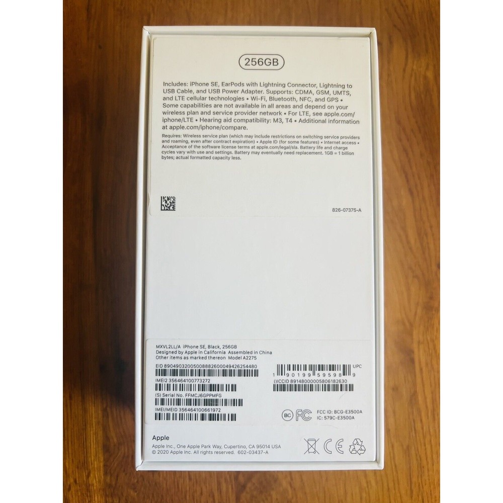 Apple iPhone SE BOX ONLY! 256GB