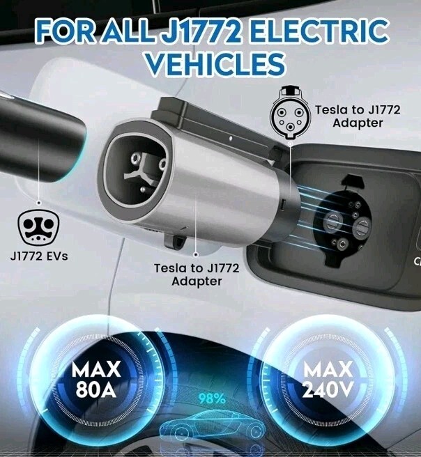 Mecmo Tesla to J1772 Charging Adapter (Silver)