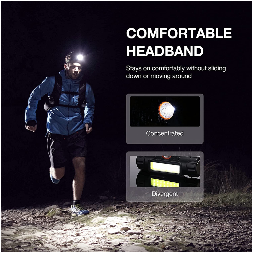 1/2Pack LED Headlamp Headlight Flashlight USB Rechargeable Waterproof Head Light