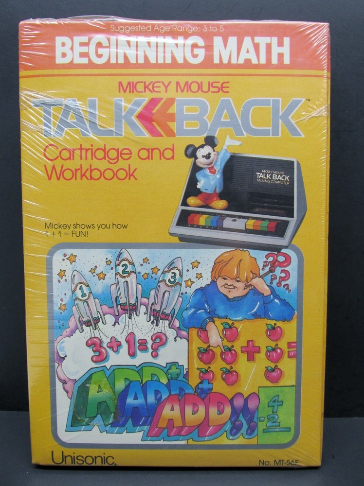 BEGINNING MATH, Mickey Mouse Talk Back, Cartridge, Unisonic 1981, NISWB