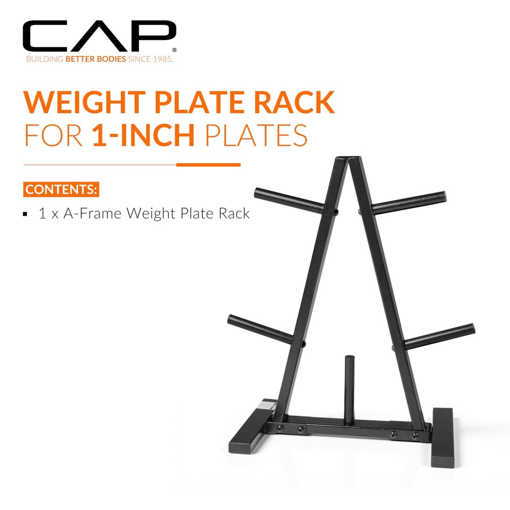 CAP Barbell 1-Inch Plate Tree 1", Black, Space Saving A-style 1"