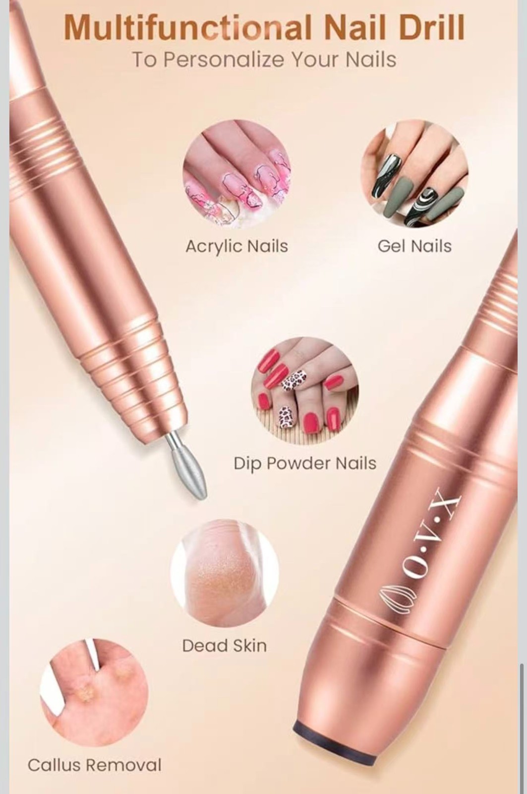 Professional Acrylic Nail Drill, USB Electric Nail Drill Machine, Portable Elect