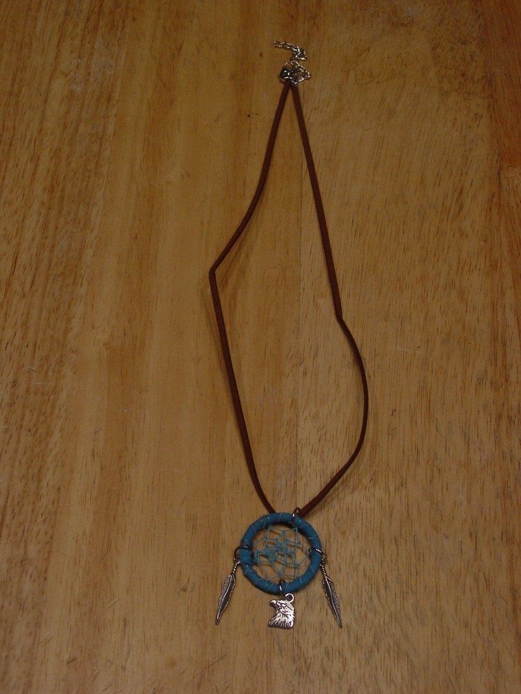 DREAMCATCHER EAGLE HEAD FEATHER NECKLACE ( TURQUOISE )