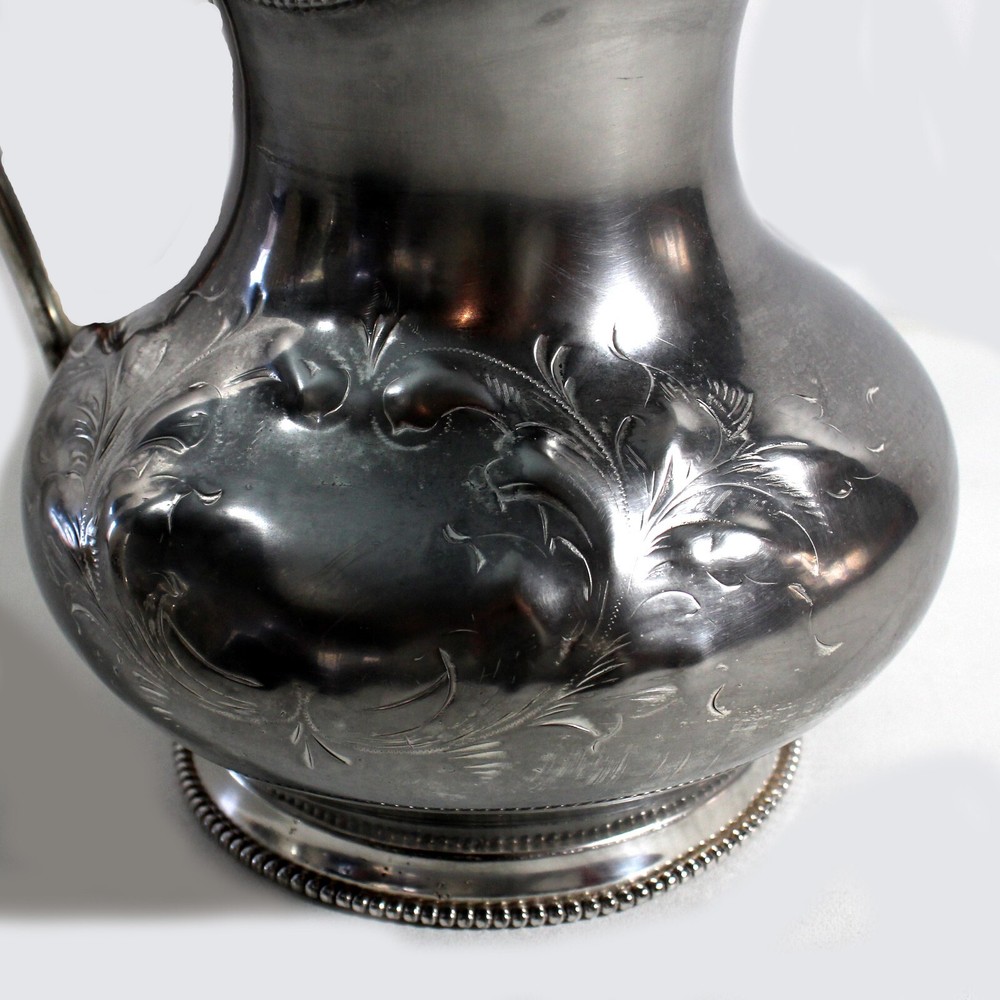 Vintage Silver Quadruple Plated Pitcher Poole Silver Co. #1264 Embossed Design