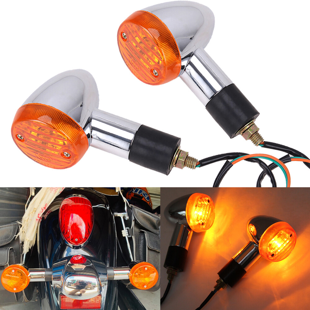 1 Pair Amber Turn Signal Light For Suzuki Boulevard C109R C50 C90 S 40 50 Chome