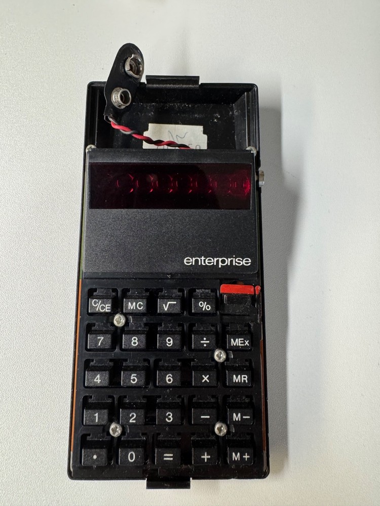 Sinclair Enterprise Calculator (1977/78) Red LED Display – Tested Working – Case