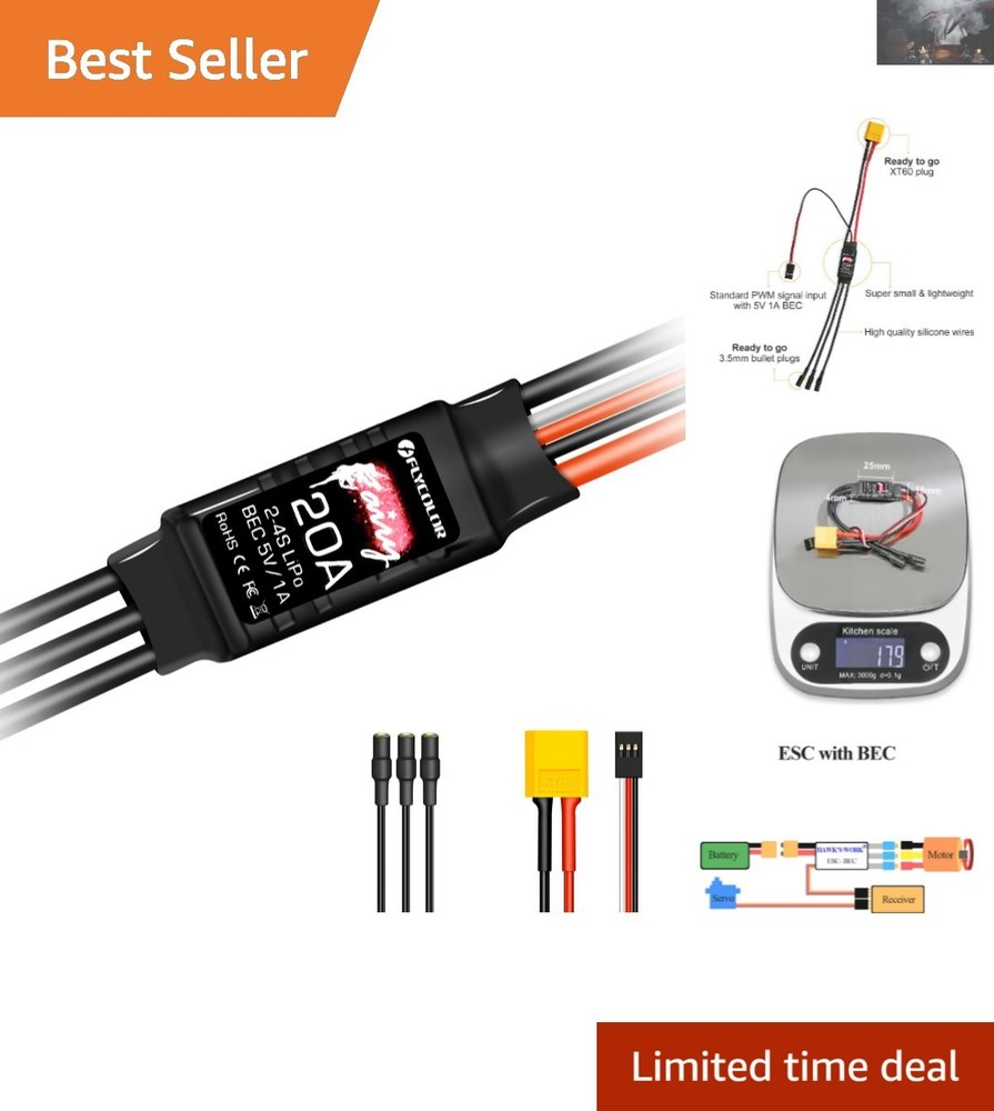 High-Performance 20A Brushless Motor Controller - Lightweight, Small & Reliable