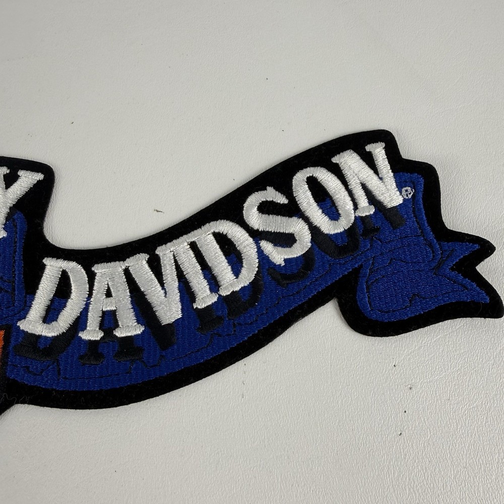 Harley-Davidson Bar & Shield Blue Banner Embroidered Large Back Patch