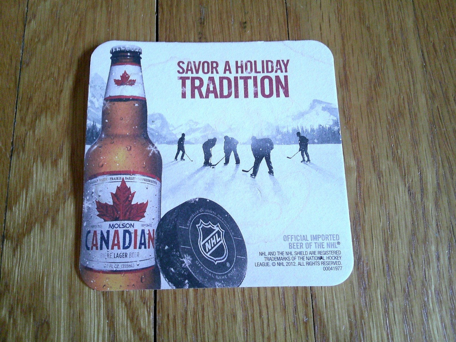 Molson Canadian Beer Coaster NHL Hockey Holiday Tradition 2012 Mat USED