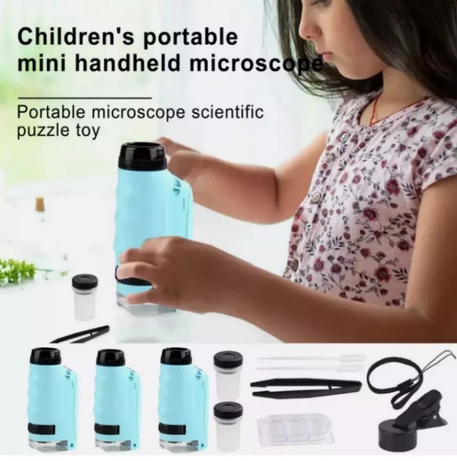 Mini Microscope for Kids gift Portable Microscope LED Lighting Small Handheld+%%