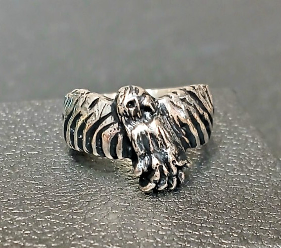 Silver Falcon ring (Eagle Hawk....) (size 9.75 ..6.6dwts handcrafted
