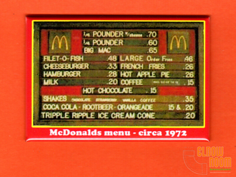 McDonalds vintage menu board circa 1972 2x3" fridge/locker magnet