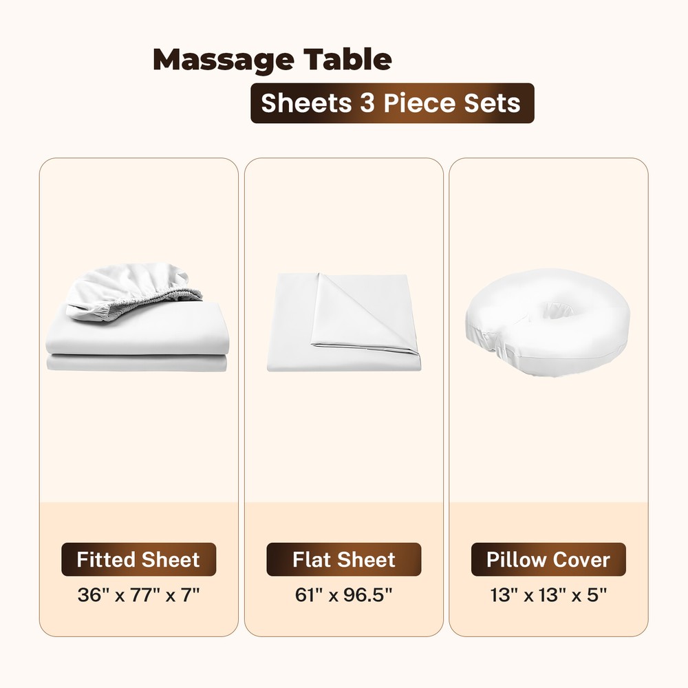 4 Sets Premium Microfiber Soft Massage Table Sheets Set, 3 Piece Set Ultra Light