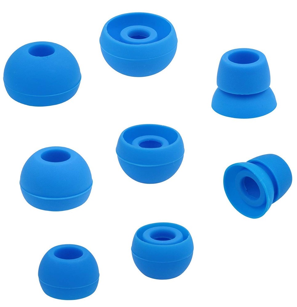 Blue Replacement Earbud Tips for Small, Medium, Large, Double Flange,