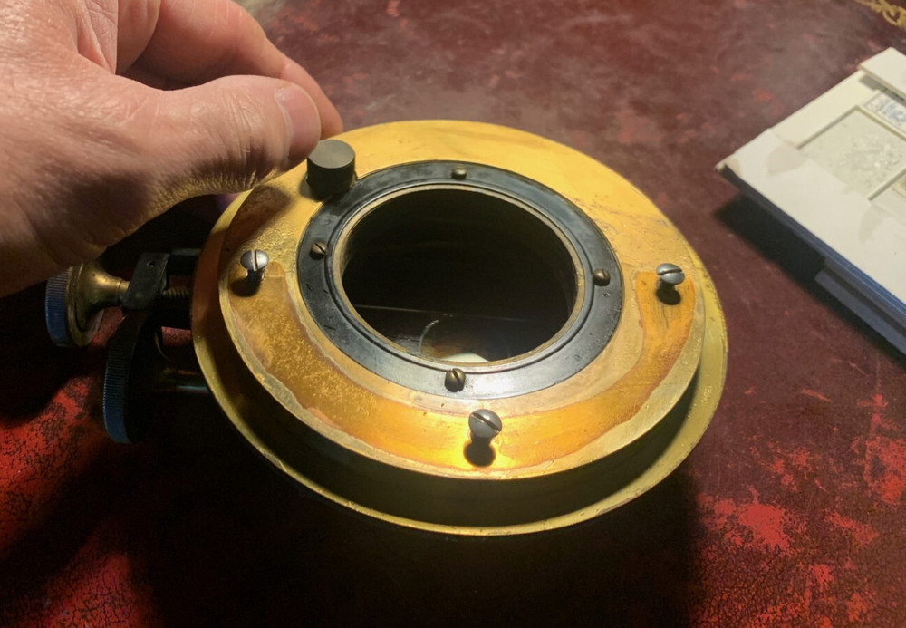 Antique Brass Rotating Mechanical Stage for Watson Van Heurck Microscope c1910