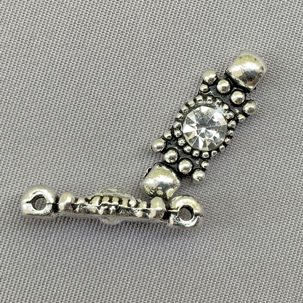 Crystal Rectangle 2 Loop Link 21x8mm Antique Silver Plated Alloy Q10 Per Pkg