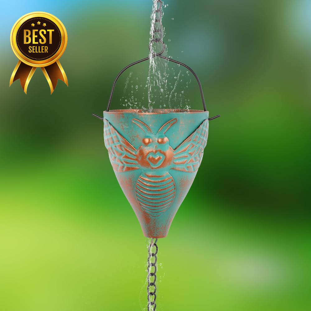 10ft Rain Chain Bee Cup Gutter Downspout Replacement Adjustable Drain Chain