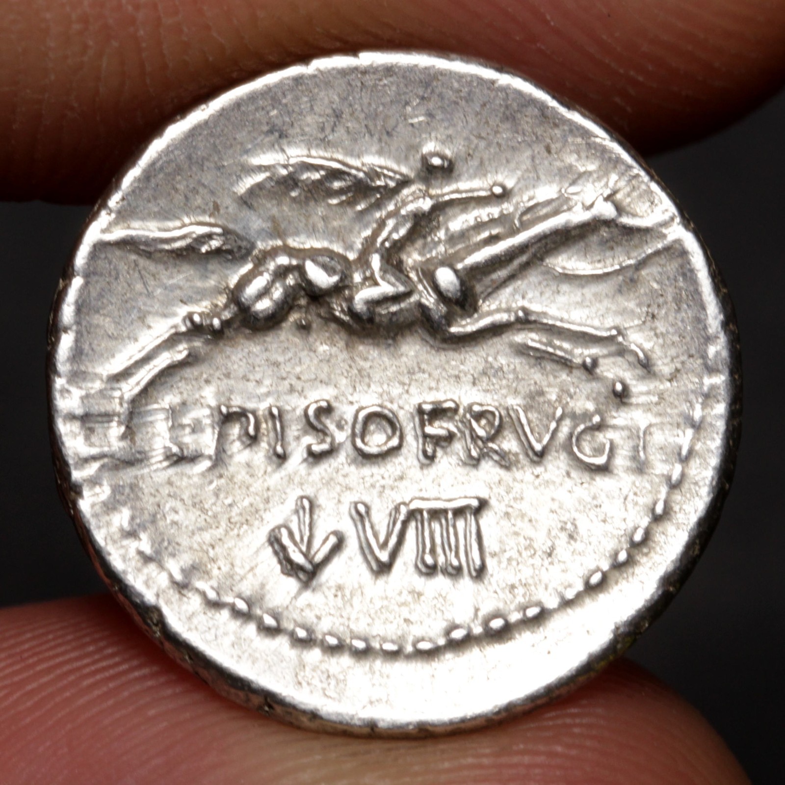 Apollo Denarius Ancient Roman Republic Silver Coin 90BC Piso Frugi Horseman