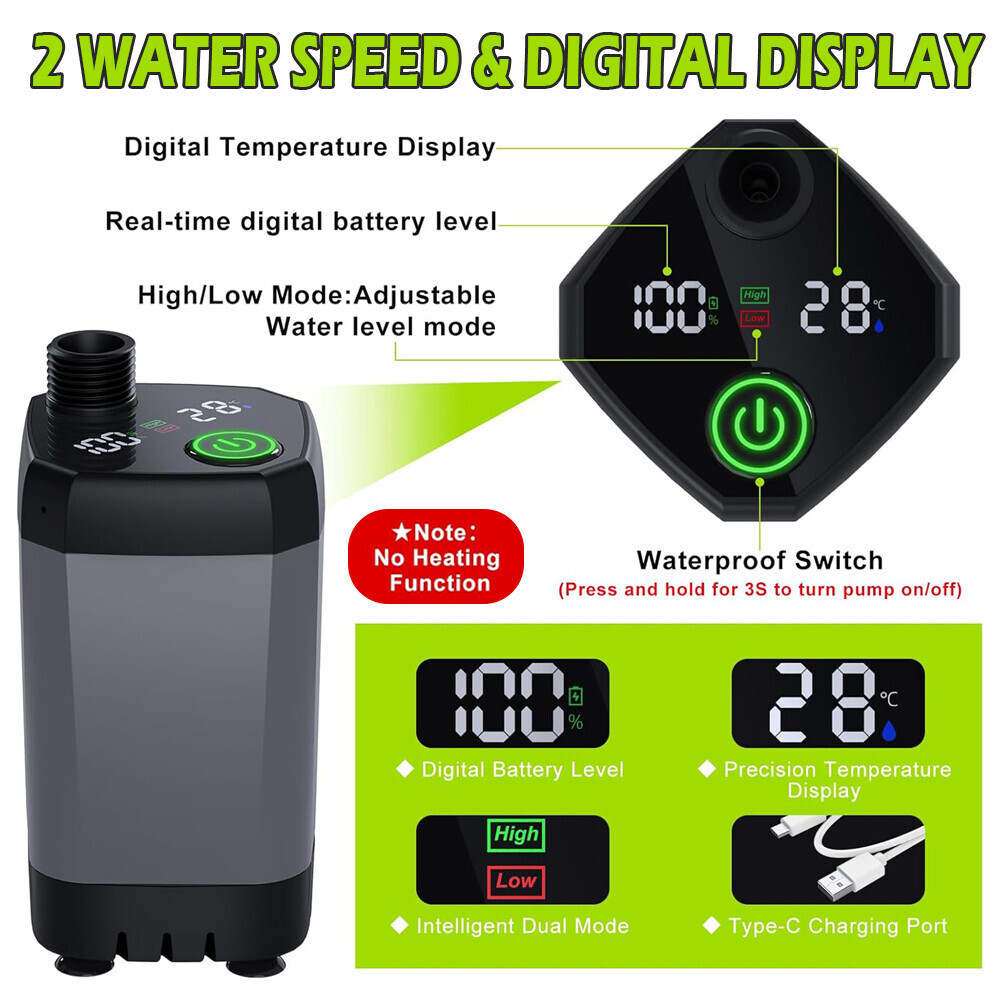 Portable Camping Shower 6000mAh Rechargeable Filter Pump Outdoor Hiking Travel