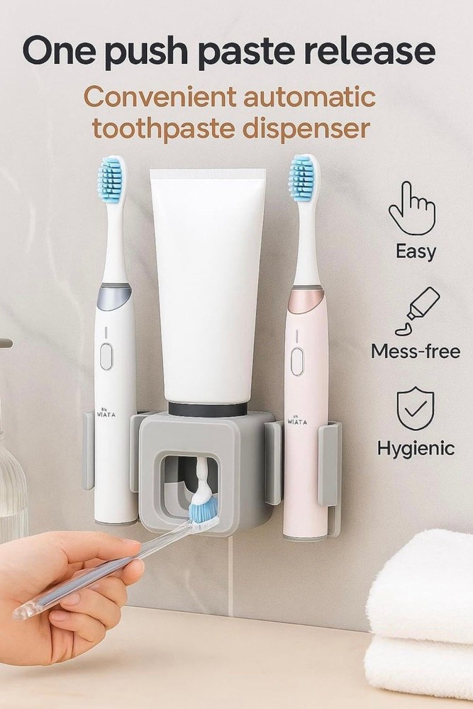 Wall Mounted Toothbrush Holder And Toothpaste Dispenser