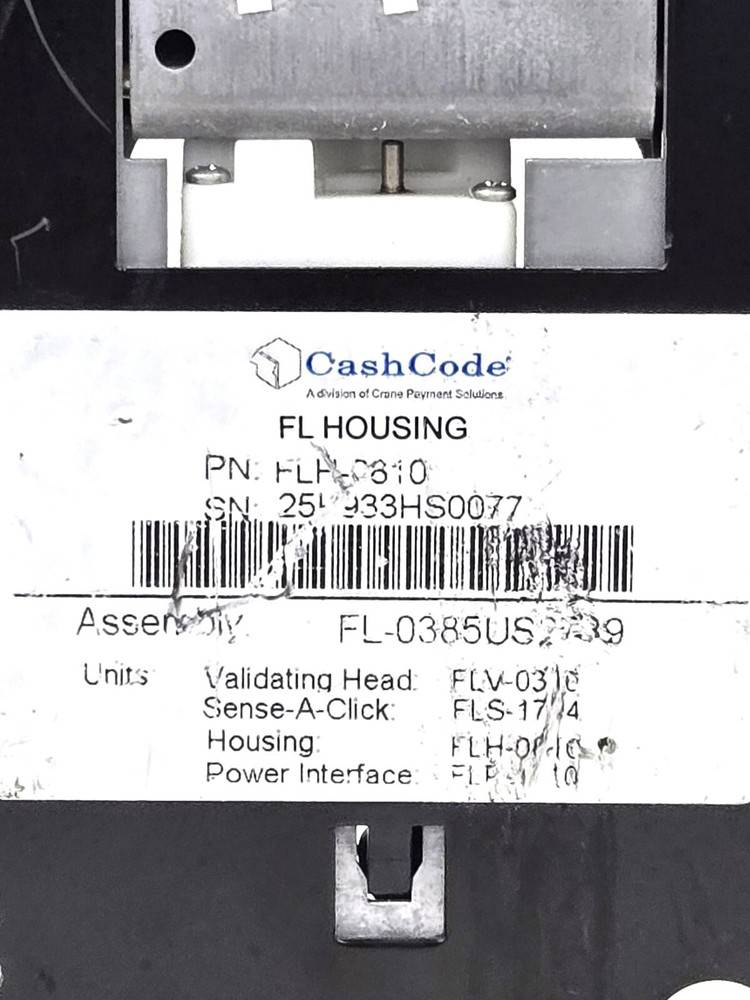 CASH CODE FRONT LOAD BILL VALIDATOR FL-0383US2704 HOUSING