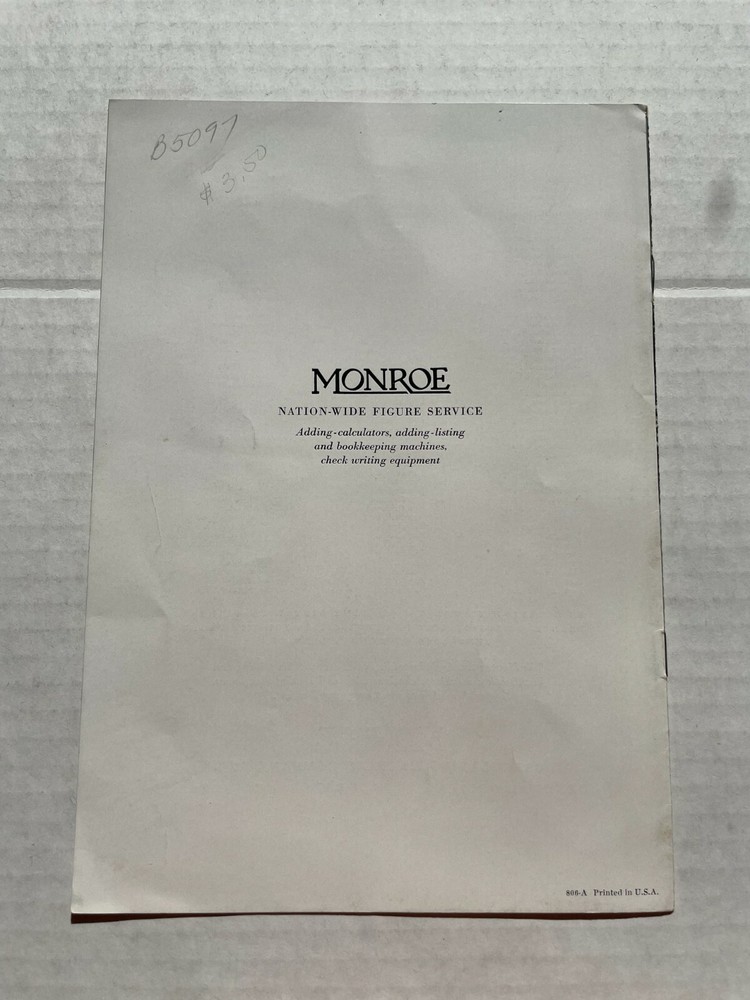 1920-30's Sales Brochure for Monroe Adding Machine Model LA-6-C