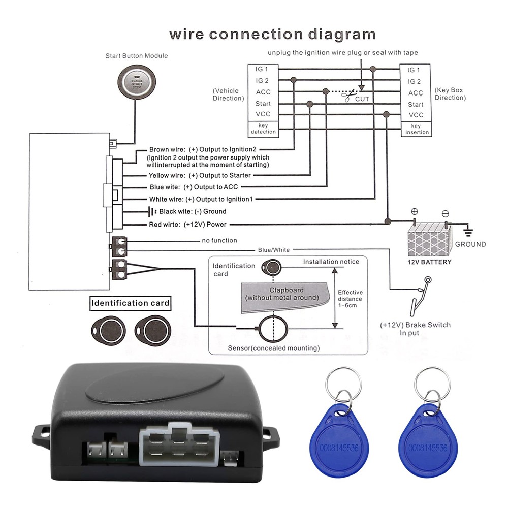 laffoonparts Smart RFID Push Engine Start Button kit & Keyless Entry Starter...