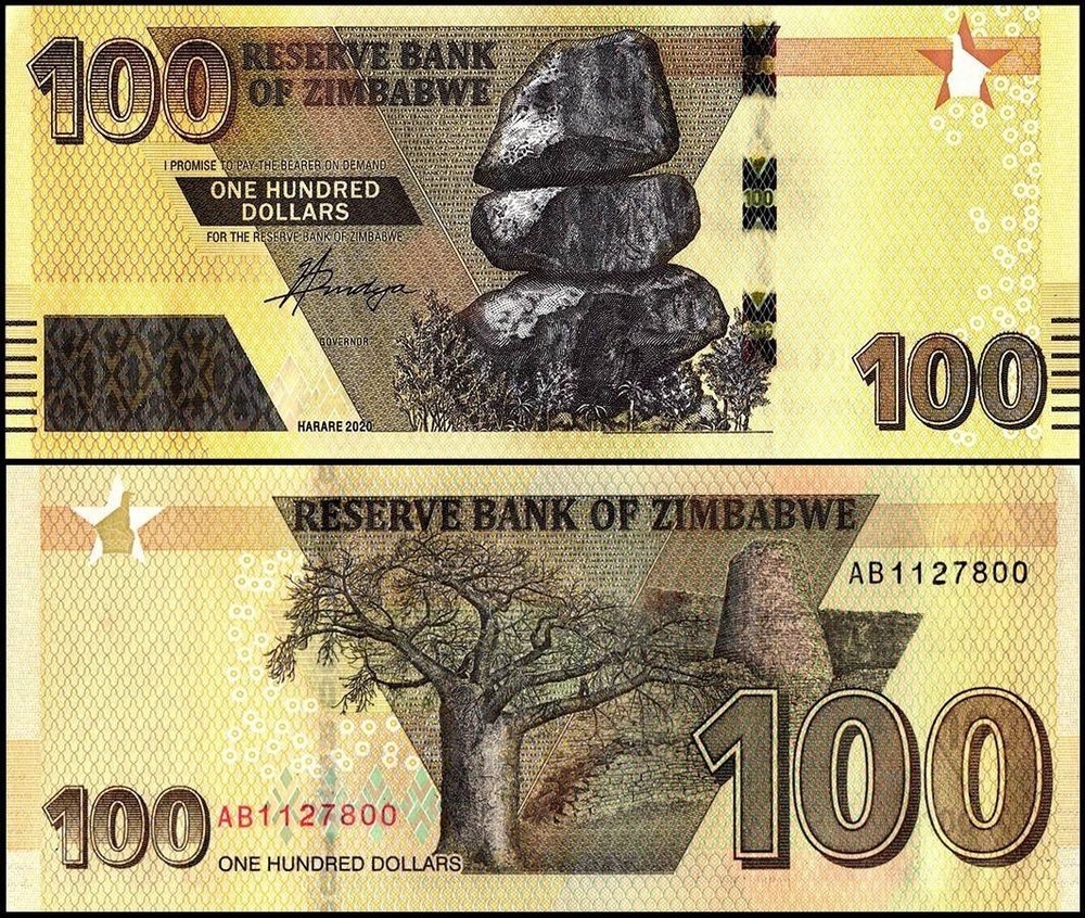 Zimbabwe 100 Dollars, 2020, P-106a, UNC