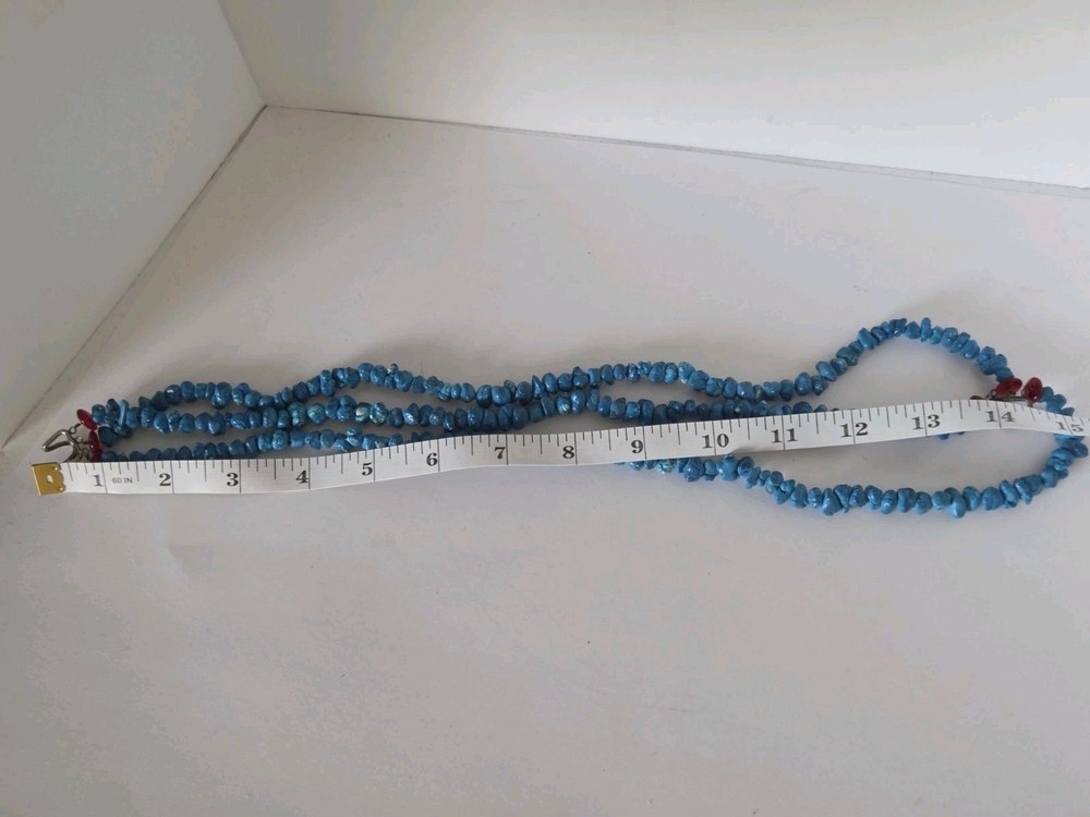 Turquoise Silver Triple Strand Necklace
