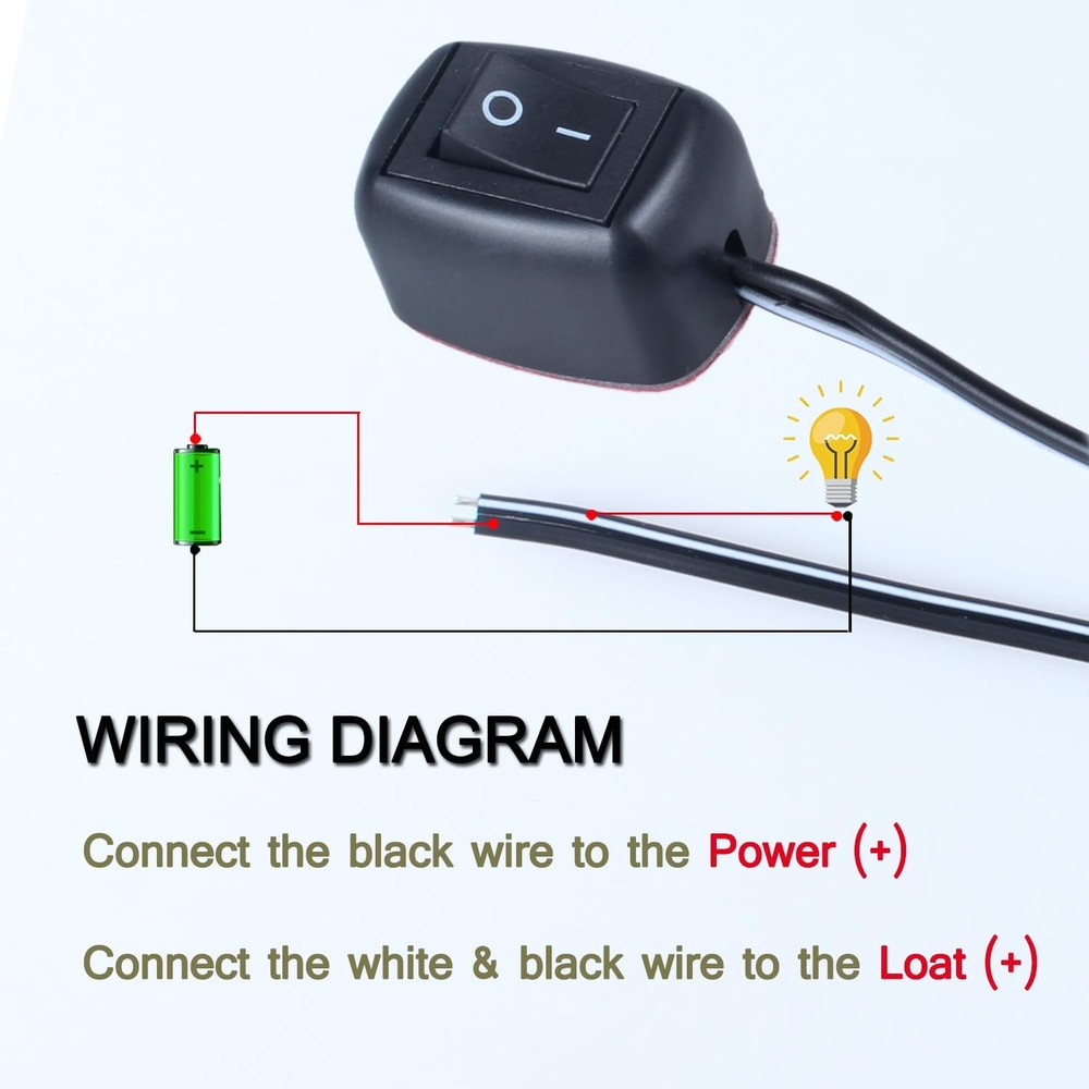DMWD Paste Type Switch ON/Off Inline Rocker Toggle Switch 250V 12VDC SPST Sur...