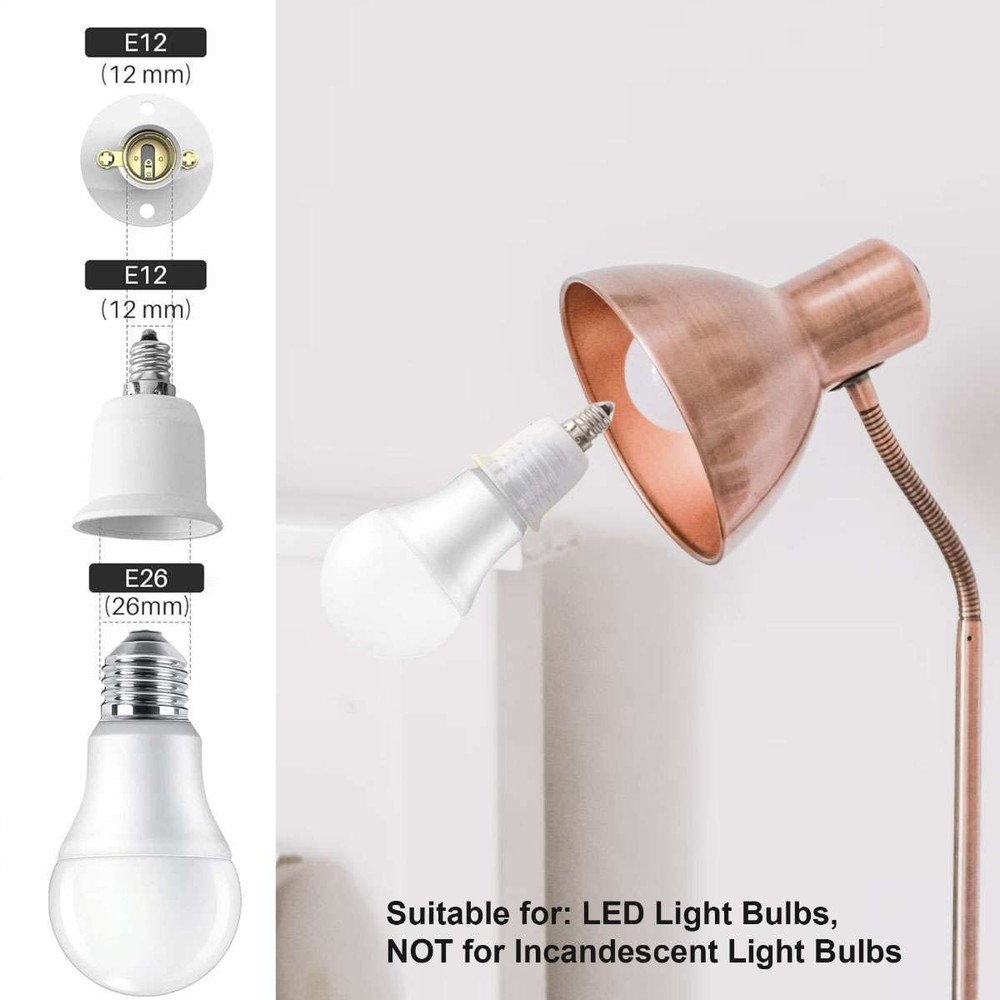 10pc E12 to E26/E27 Light Bulb Socket Adapter Standard Base Chandelier Converter