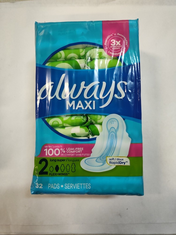 Always Maxi Pads Super Long Flexi Wings 32 Count