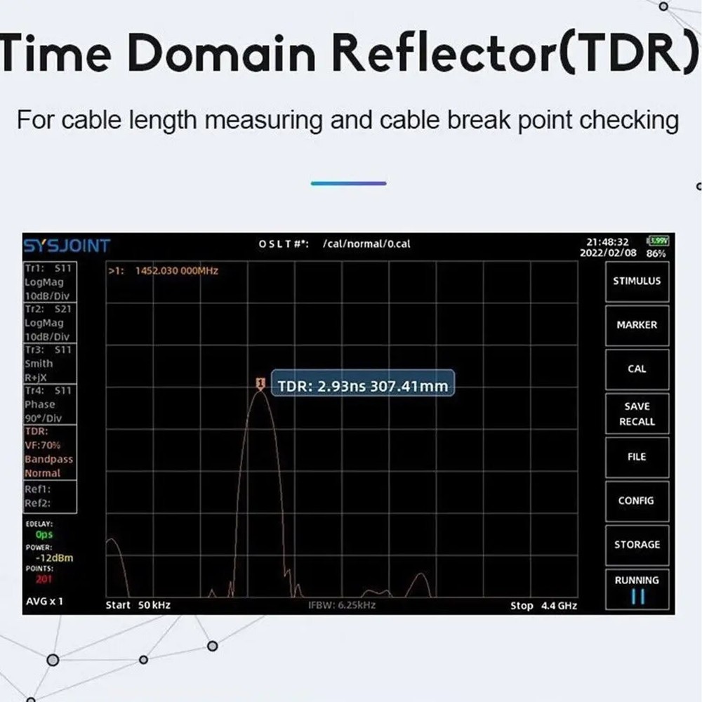 SV4401A 7 inch Touch 50KHz-4.4GHz VNA Vector Network Analyzer Lcd 100dB Dynamic