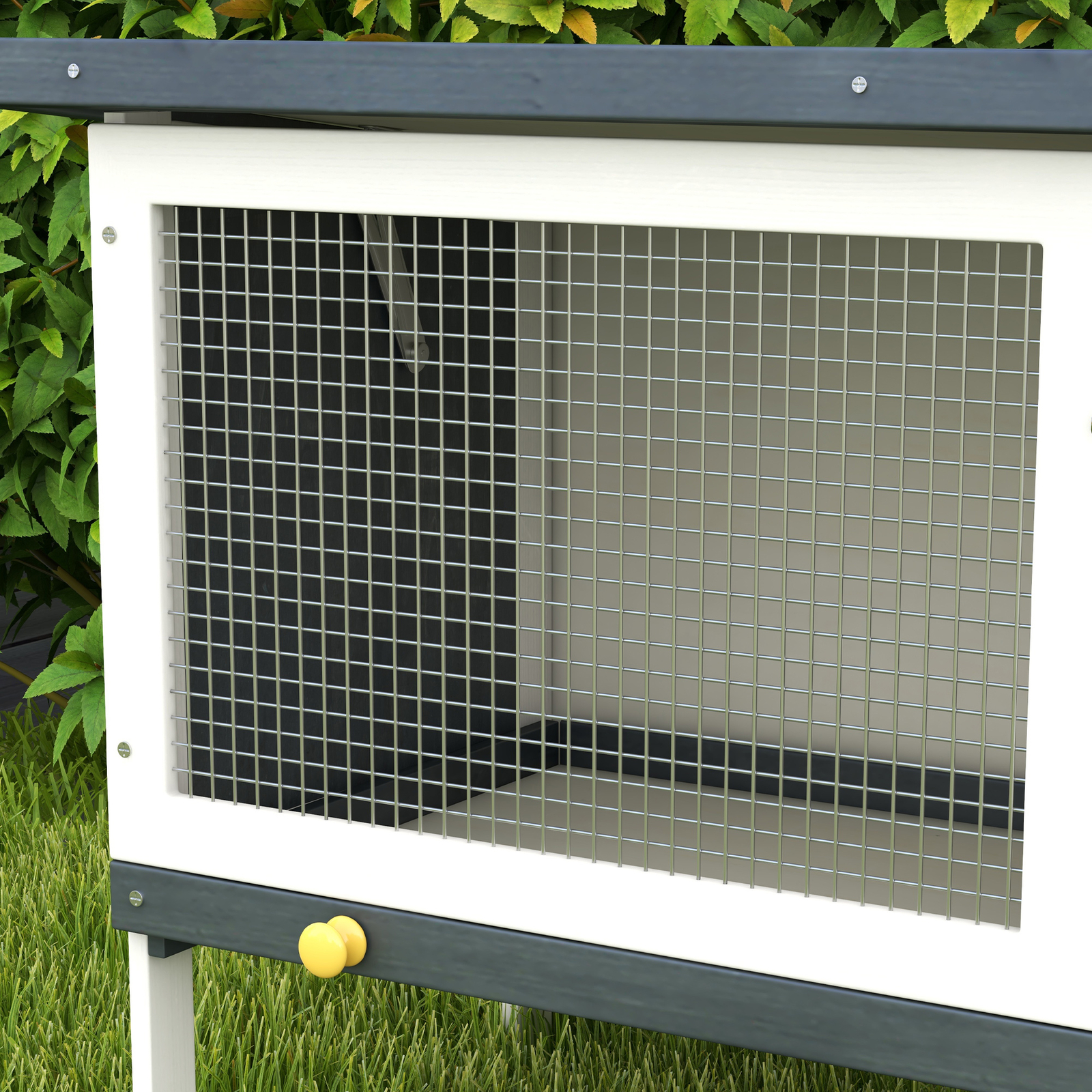 Indoor/Outdoor Wood Rabbit Hutch, Bunny Cage w/Slide-Out Tray, Openable Roof