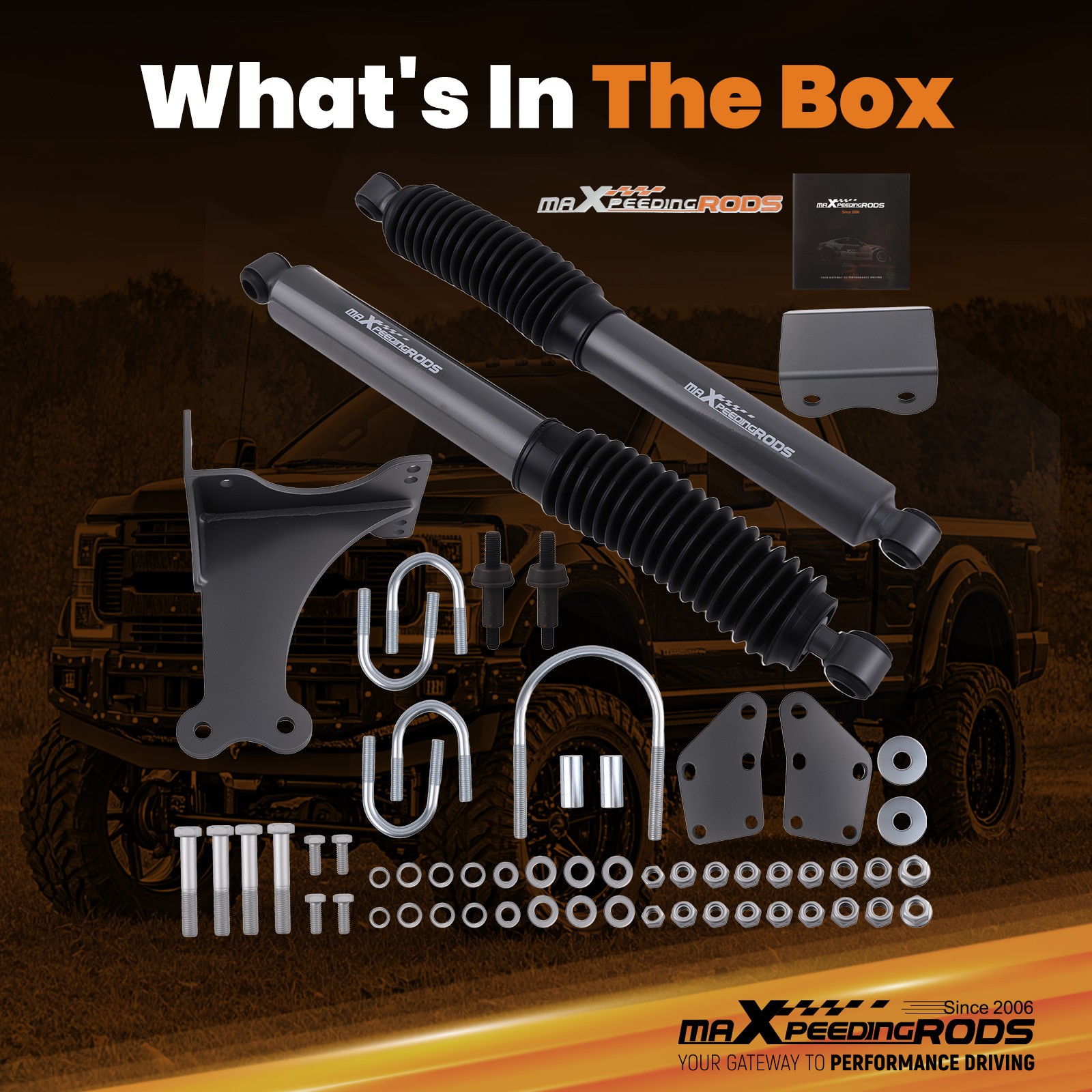 maXpeedingrods Dual Steering Stabilizer for Ford F250 F350 Super Duty 2005-2024