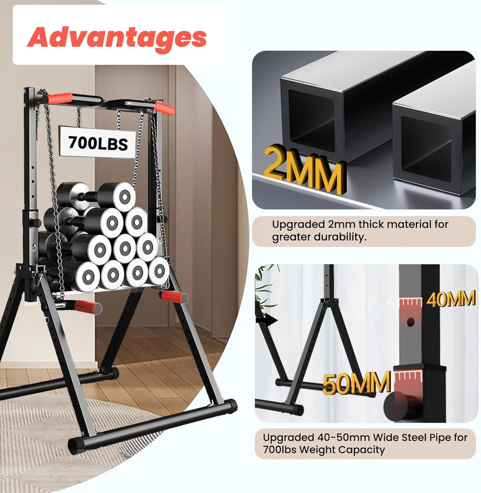 Power Tower Pull up Bar Free Standing, Adjustable Foldable Pull up Station, Home