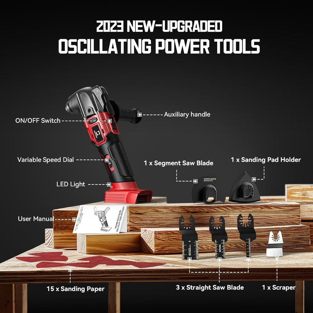 Cordless Oscillating Tool Compatible with Milwaukee 18V For Battery