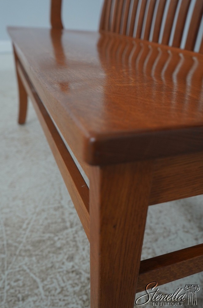 72209: Arts And Crafts Style Solid Oak Slat Back Bench