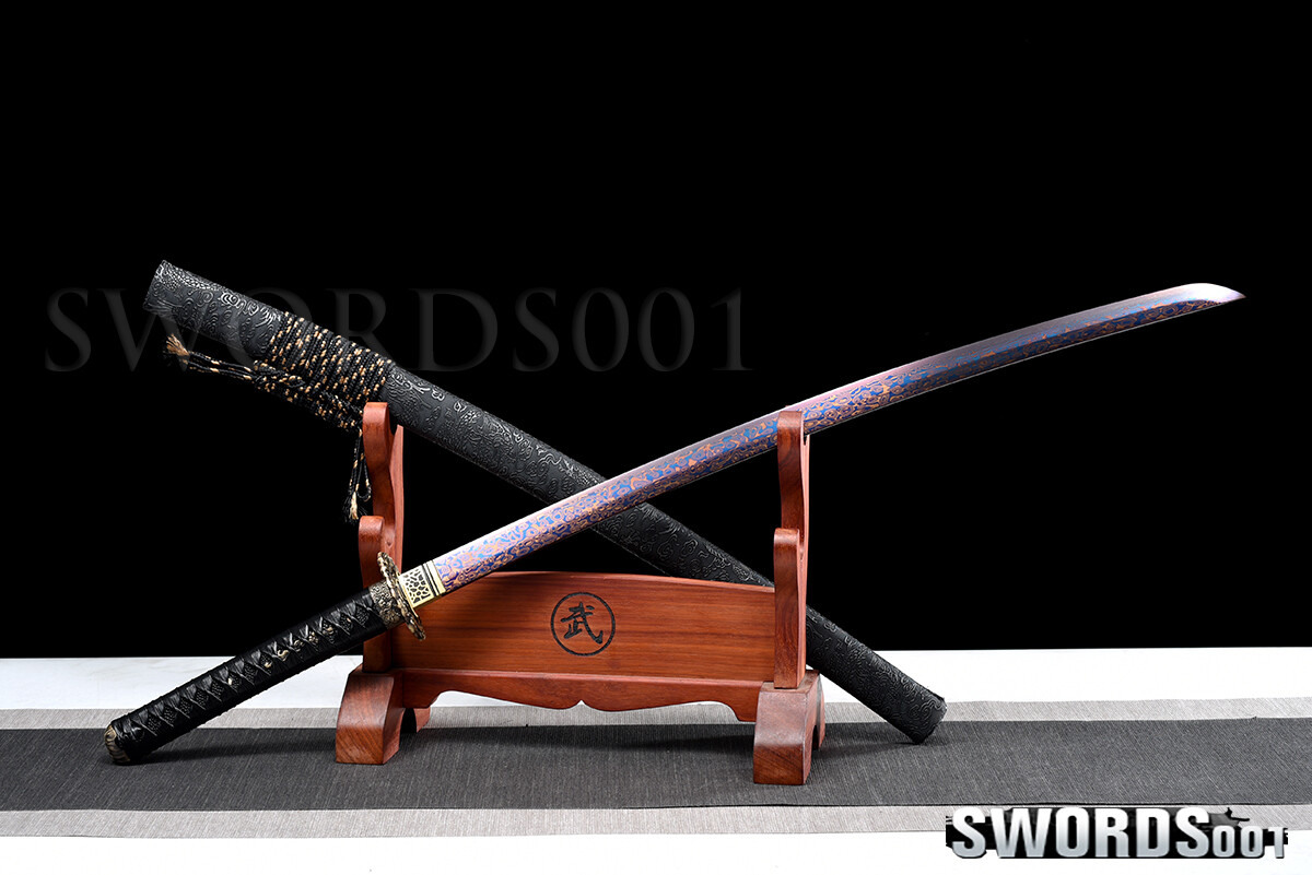 Japanese Samurai Sword Damascus Folded Steel Red Blade Sharp 40'' Dragon Katana