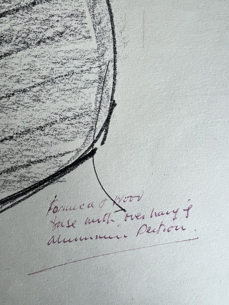 Peter Thursby Original 1969 Charcoal Drawing Study For Sculpture Signed Dated