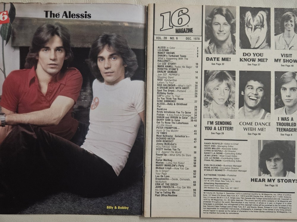 16 Magazine December 1978 KISS, ROLLERS