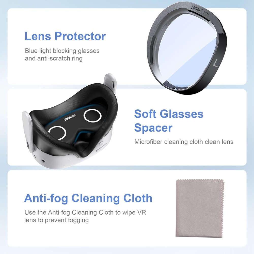 Lens Protector Set with Blue Light Blocking Glasses for Oculus Quest 3S/Quest 2