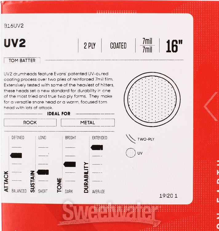Evans UV2 Series Coated Drumhead - 16"